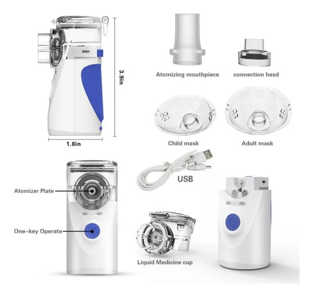 Nebulizador Portátil Niños Adultos Mesh Inhalador Usb Color Blanco
